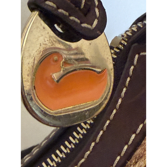 Dooney Bourke Hobo Brown Cognac Calf Hair Crescent Leather Satchel Bag - Picture 10 of 15